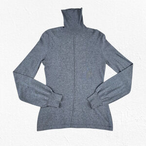 CAbi Grey Turtleneck Front Pleat Long Sleeve Pullover Minimal Sweater Size Small